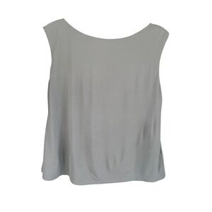 A8 Y2K VTG Eileen Fisher Grey 100% Silk Jersey Cowl Neck Sleeveless Top Tank